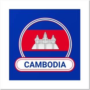 Cambodia Country Badge - Cambodia Flag Posters and Art